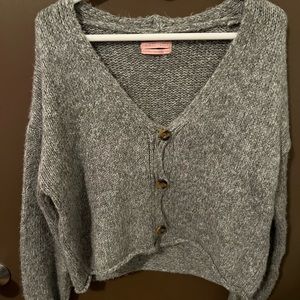 Urban Outfitters, buttoned crop sweater - gray